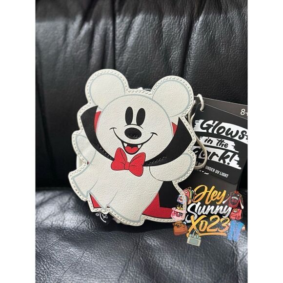Loungefly Disney Mickey Mouse Vampire Ghost GITD Coin Purse - Picture 1 of 5